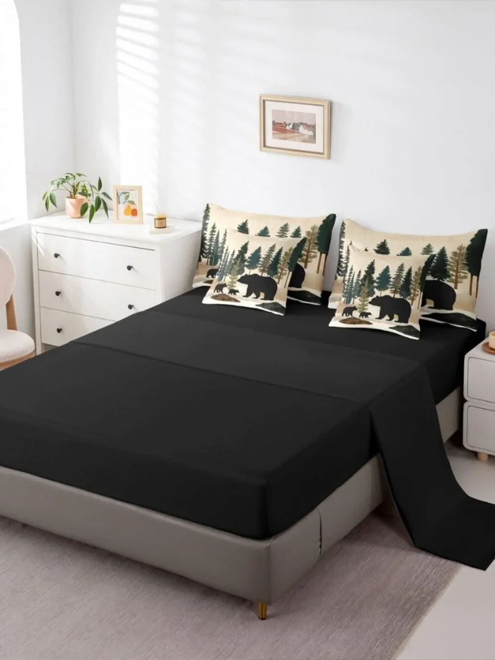 Rustic Bear Queen Comforter Set with Sheets for Kids Boys Girls Country Farmhous